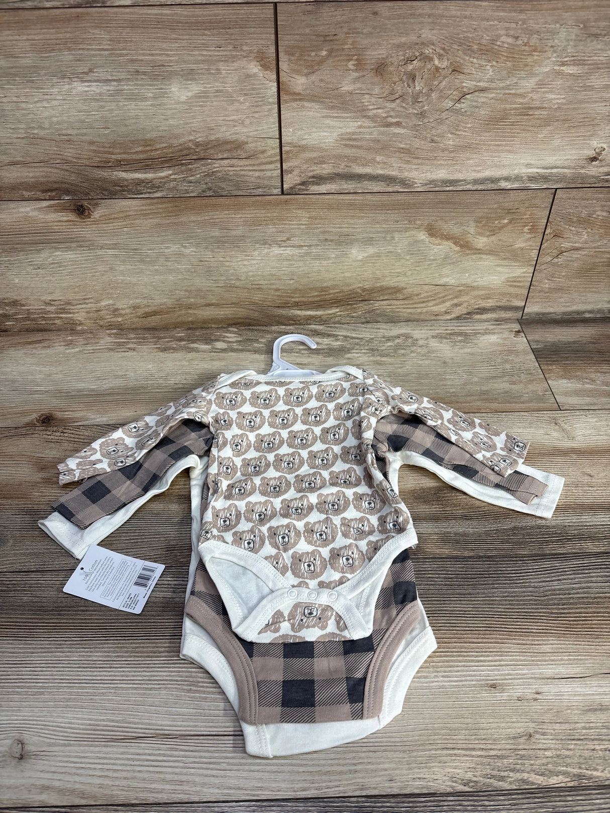 NEW 3pk Mommy's Snuggle Bear Bodysuit Set Cream sz 0-3m