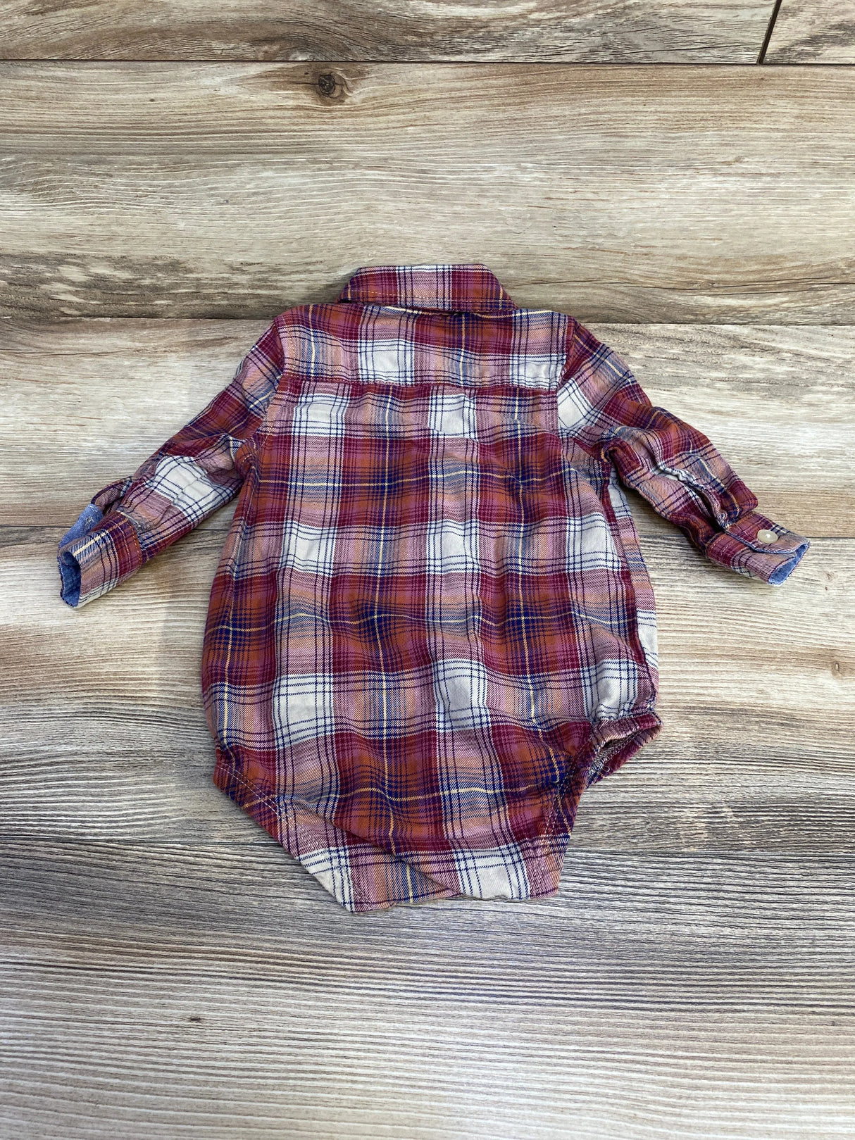 Oshkosh Plaid Button Up Bodysuit Red sz 9m