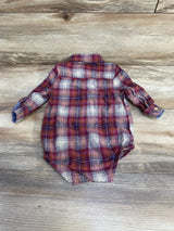 Oshkosh Plaid Button Up Bodysuit Red sz 9m