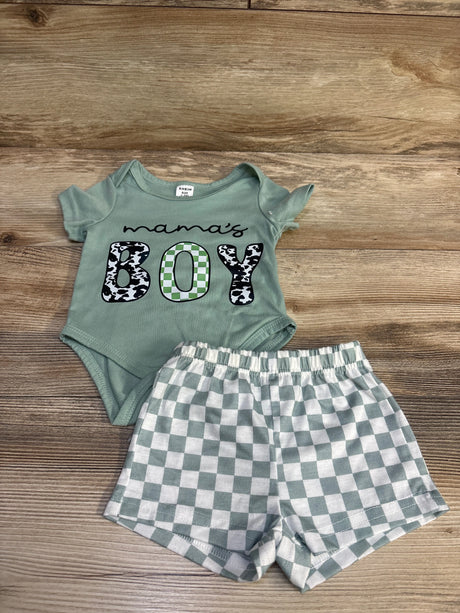Shein 2pc Mama's Boy Bodysuit & Shorts Green sz 1-3m - Me n Mommy To Be