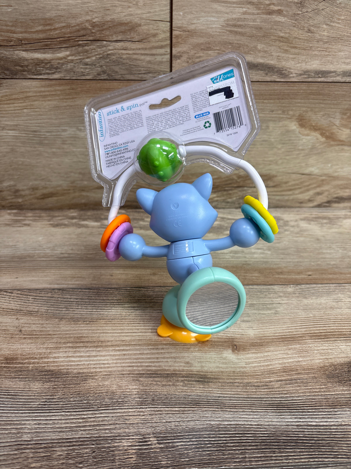 NEW Infantino Stick & Spin Raccoon Pal Suction Toy