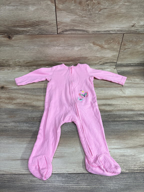 Pink ribbed infant sleeper with butterfly embroidery by Me n Mommy To Be