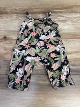 Children's Place Leopard & Floral Print Tank Romper Black sz 0-3m