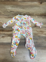 Little Me Floral Bamboo Ruffle Sleeper White sz 9m