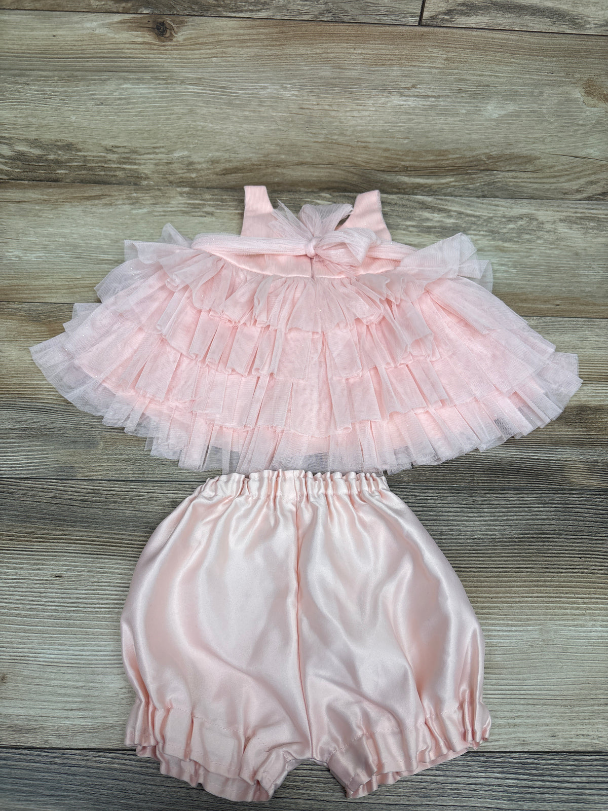 American Princess 2pc Layered Tulle Pearl Dress & Bloomers Pink sz 6m