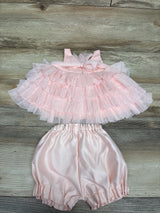 American Princess 2pc Layered Tulle Pearl Dress & Bloomers Pink sz 6m