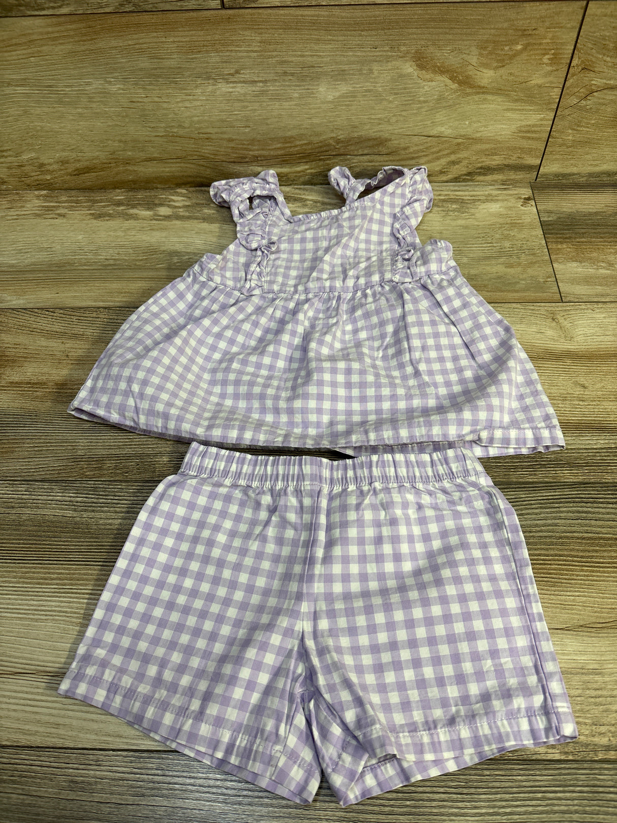 Carter's 2pc Gingham Sleeveless Top & Shorts Set Purple sz 3T