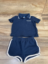 Old Navy 2pc Terry Polo Shirt & Shorts Set Blue sz 6-12m