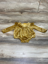 Mudpie Velvet Ruffle Romper Yellow sz 9-12m