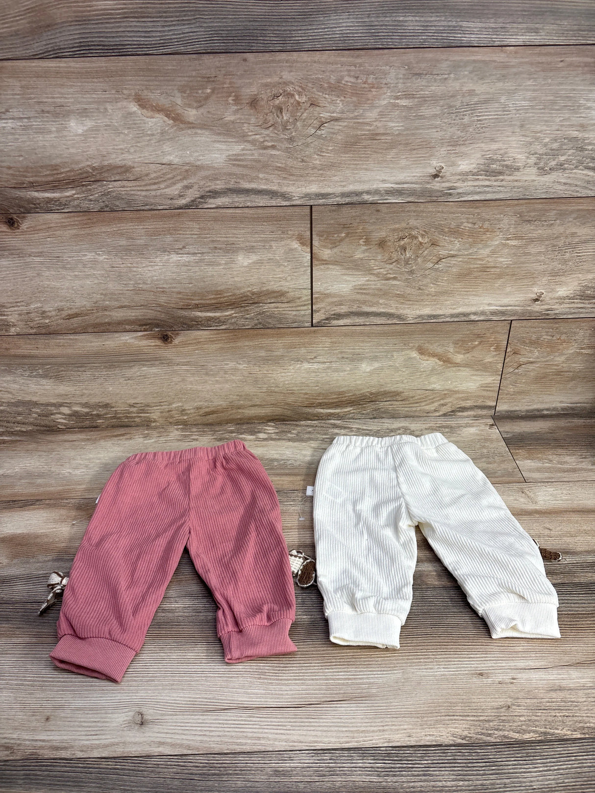 Shein 2pk Ribbed Bow Pull On Pants White sz 6-9m