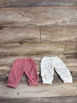 Shein 2pk Ribbed Bow Pull On Pants White sz 6-9m