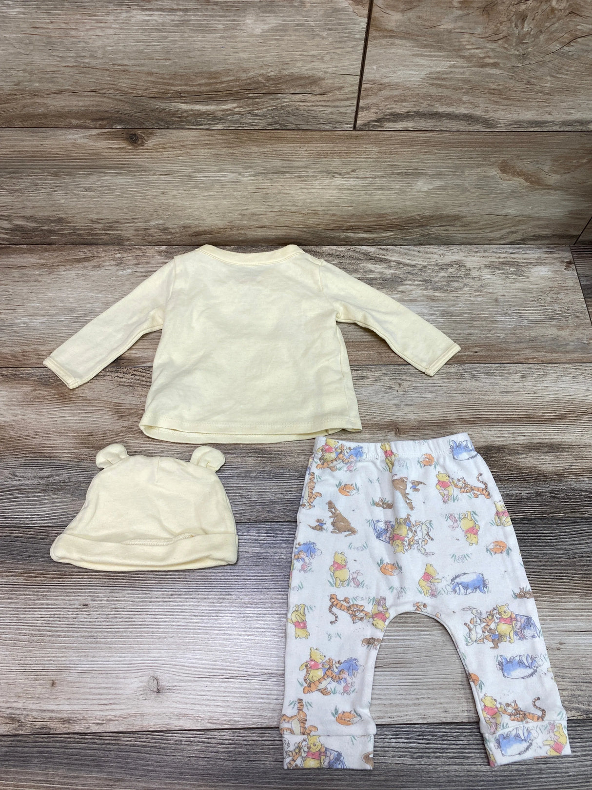 Disney Baby 3pc Winnie The Pooh Kimono Shirt Set Yellow sz 3-6m