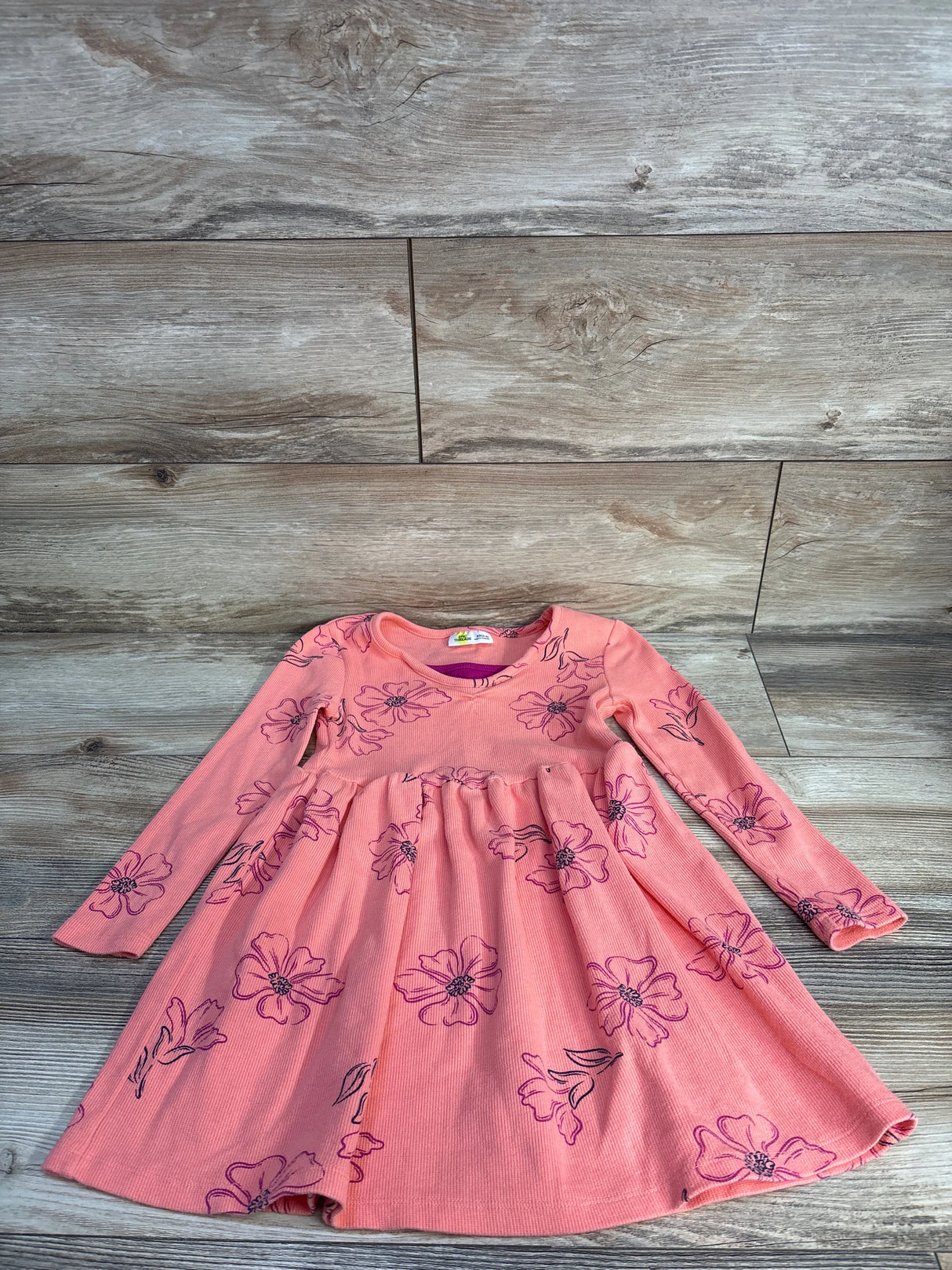 Epic Threads Ribbed Long Sleeve Dress Pink sz 5-6T