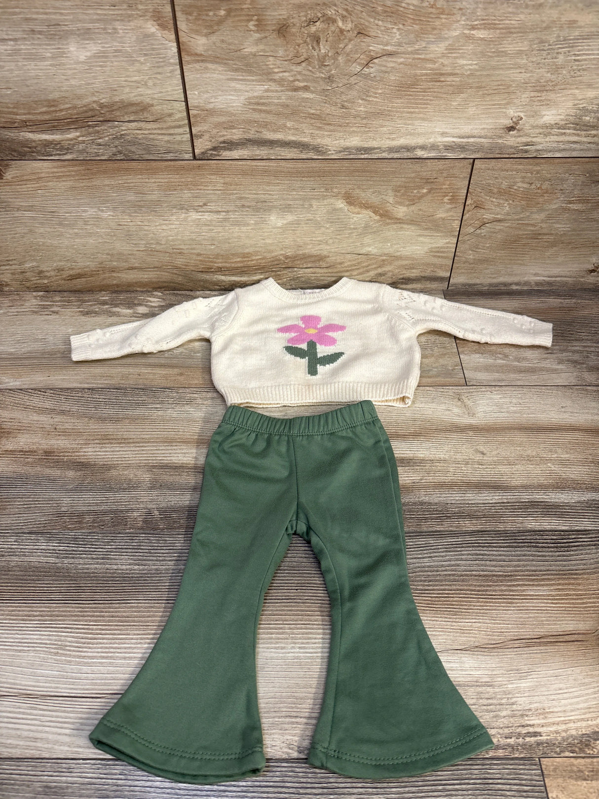 Btween Baby 2pc Knit Sweater & Flare Leggings Set Cream sz 3m