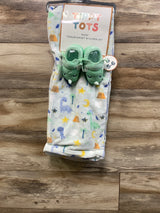 NEW Tippy Tots 40x50'' Dinosaur Toddler Blanket w/ Slippers sz 5/6c