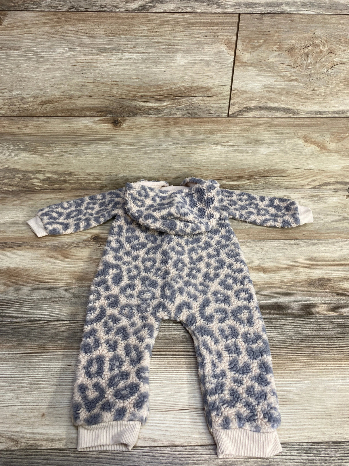 NEW Grayson Mini Leopard Print Sherpa Hooded Coverall White sz 6-9m