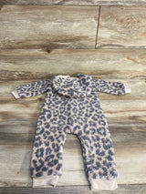 NEW Grayson Mini Leopard Print Sherpa Hooded Coverall White sz 6-9m