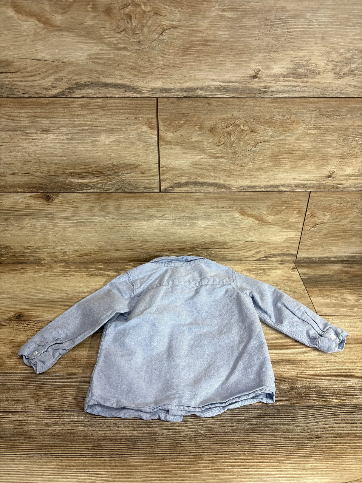 H&M Cotton Long Sleeve Button-Up Shirt Blue sz 18m