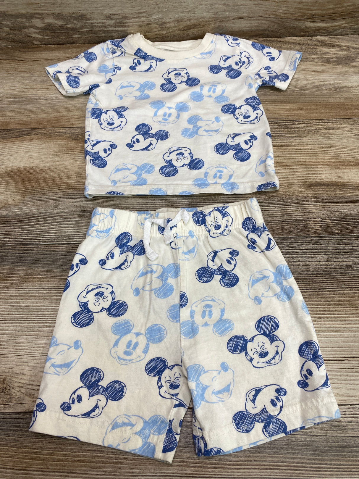 Primark Disney 2pc Mickey Mouse Shirt & Shorts White sz 9-12m