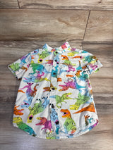 Cat & Jack Dinosaur Button Up Shirt Ivory sz 5T