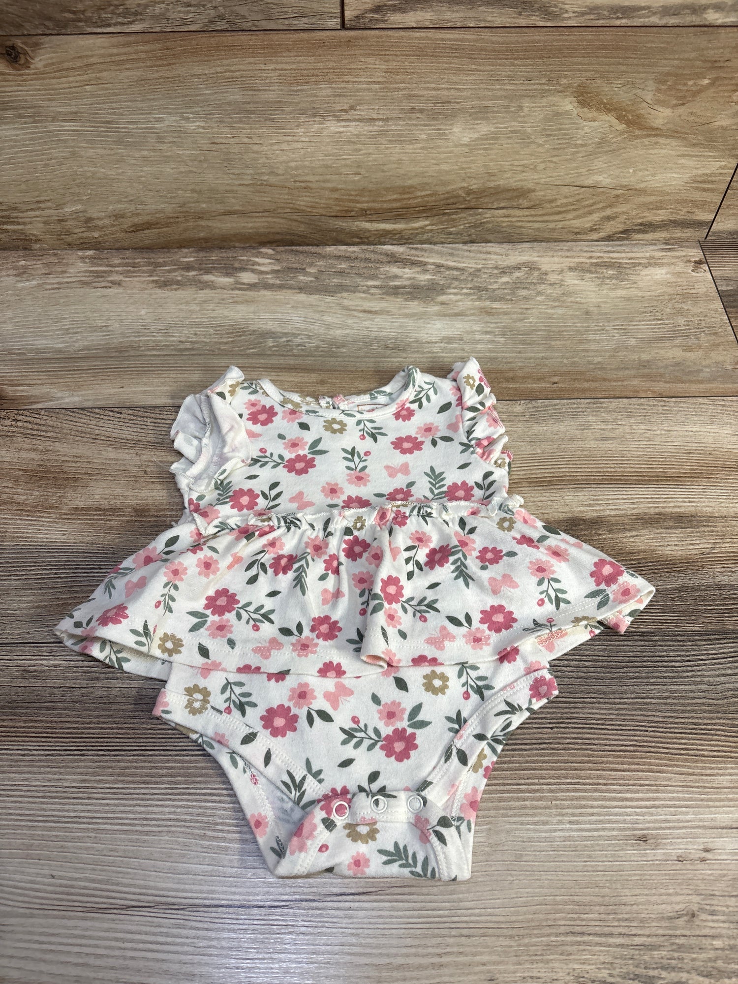 Just Lizzy Floral Skirted Bodysuit Ivory sz 6/9m