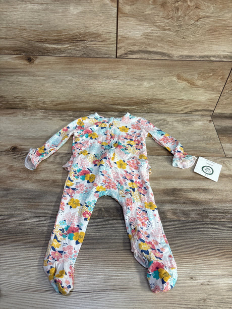 NEW Little Me Bamboo Floral Ruffle Footie White sz 9m - Me n Mommy To Be