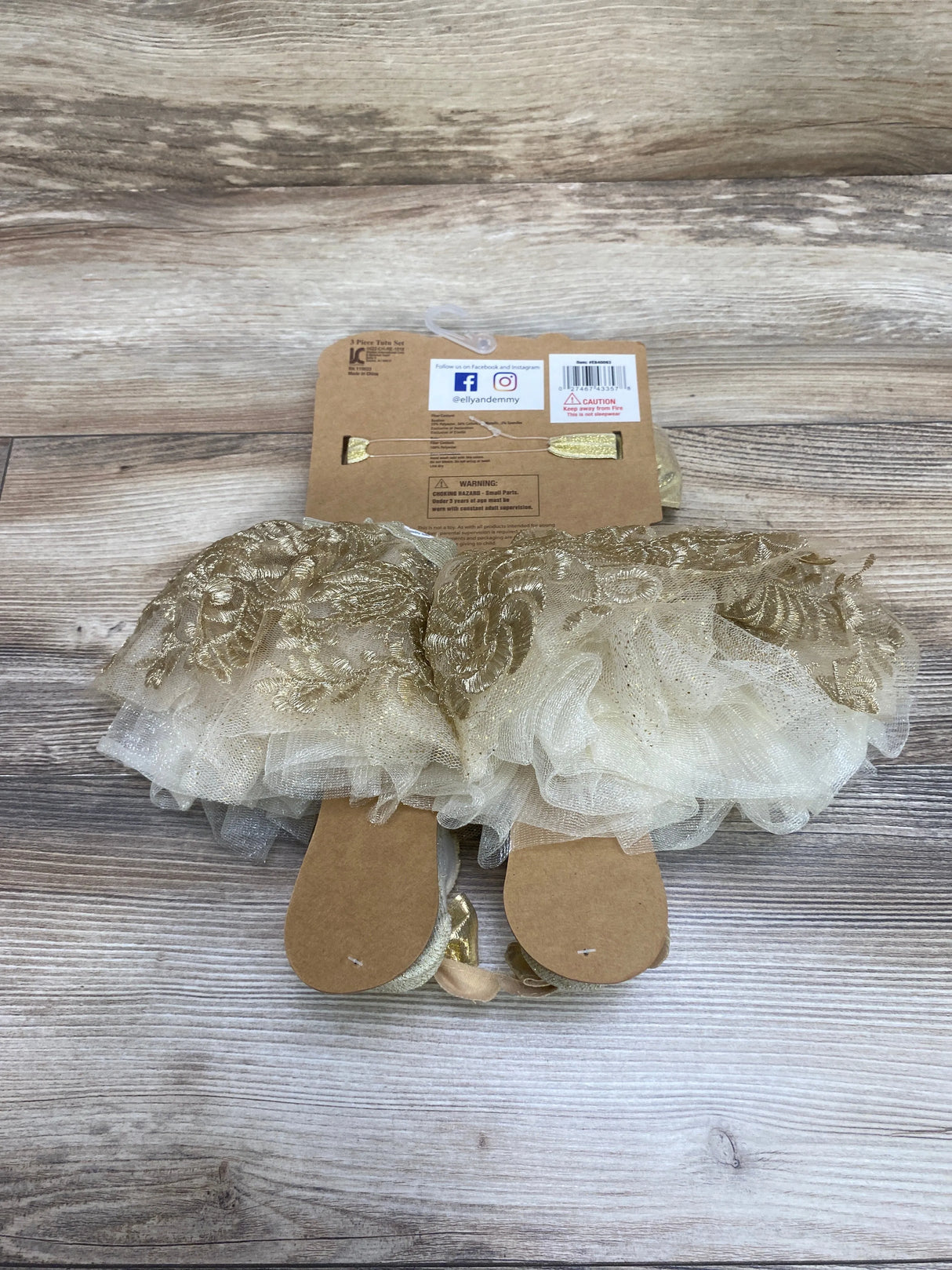 NEW Elly & Emmy 3Pc Fancy Tutu Phot Op Set Gold sz 0-12m