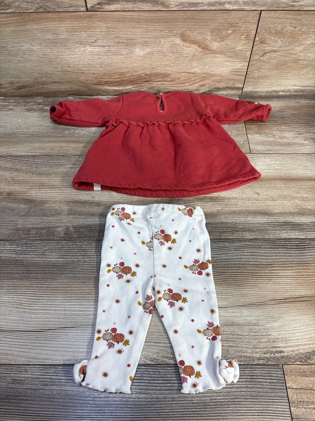 Rabbit + Bear Organic 2pc Embroidered Pumpkin Top & Leggings Set Red sz 0-3m