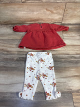 Rabbit + Bear Organic 2pc Embroidered Pumpkin Top & Leggings Set Red sz 0-3m