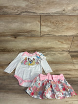 NEW Disney x PatPat 2pc Bodysuit & Skirt Set White sz 0-3m