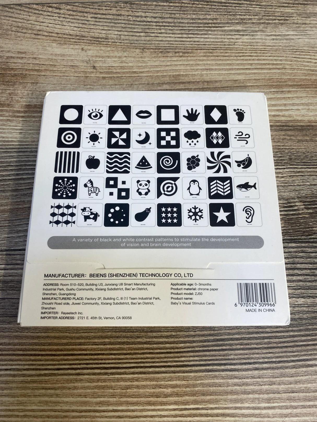 Beiens Visual Stimulus Cards - 20pc Black & White 0-3m