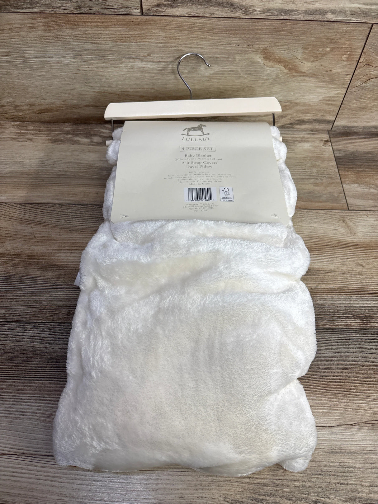 NEW Lullaby Baby 4pc Set - Blanket, Strap Covers, Travel Pillow - Beige