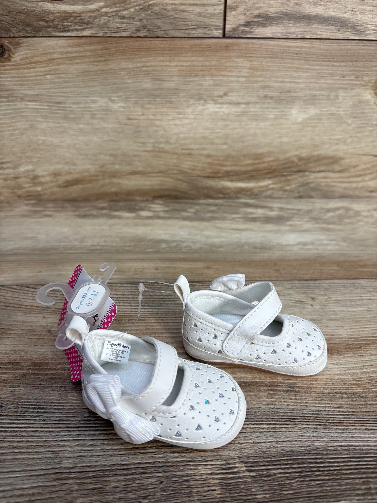 NEW Stepping Stones Heart Mary Jane Flats White sz 0/1c