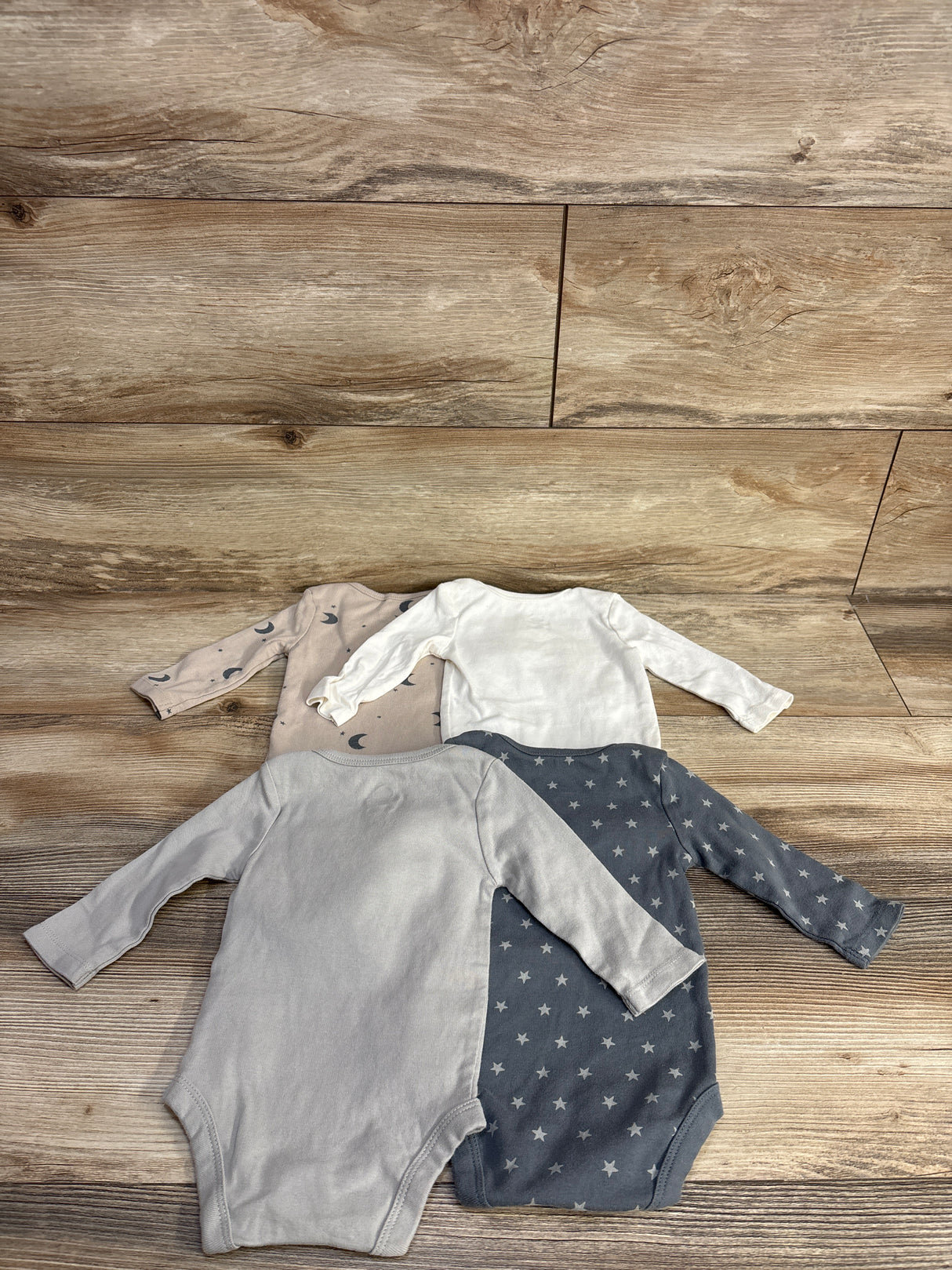 Cloud Island 4pk Long Sleeve Bodysuits Grey sz 0-3m