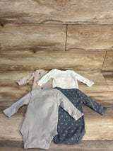Cloud Island 4pk Long Sleeve Bodysuits Grey sz 0-3m