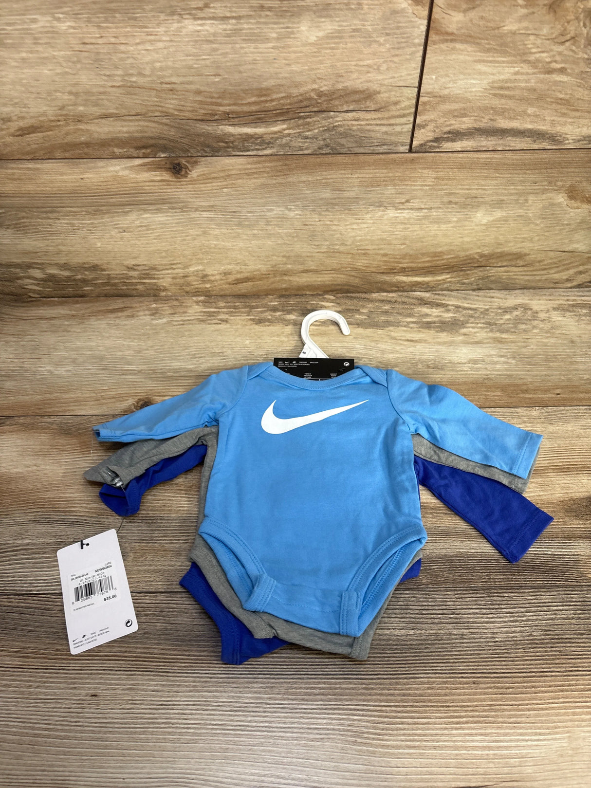 NEW Nike 3pk Smiley Face Bodysuit Blue sz Newborn