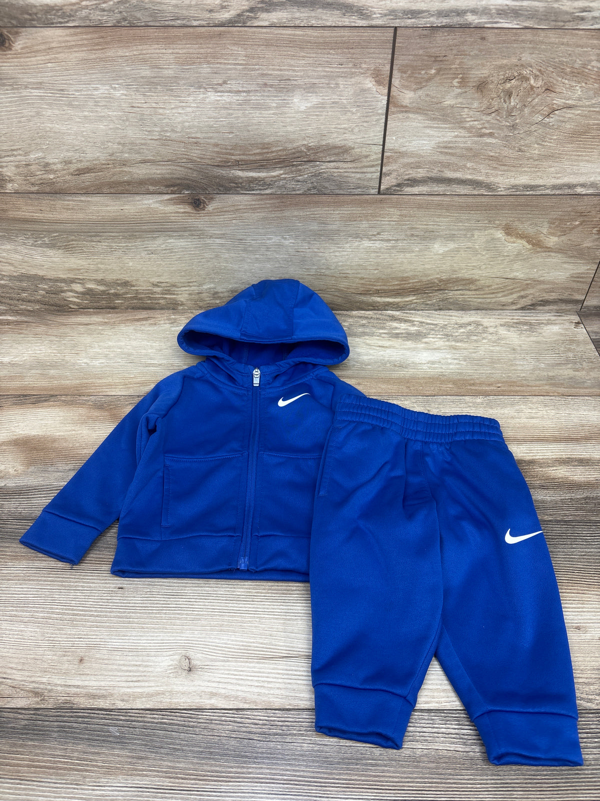 Nike 2pc Therma Fit Full Zip Hoodie & Pants Set Blue sz 12m