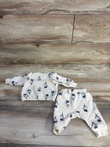 Child Of Mine 2pc Textured Floral Sweatshirt & Joggers Set Cream sz 0-3m