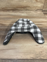 HB Fleece Trapper Hat Grey Plaid sz 0-6m