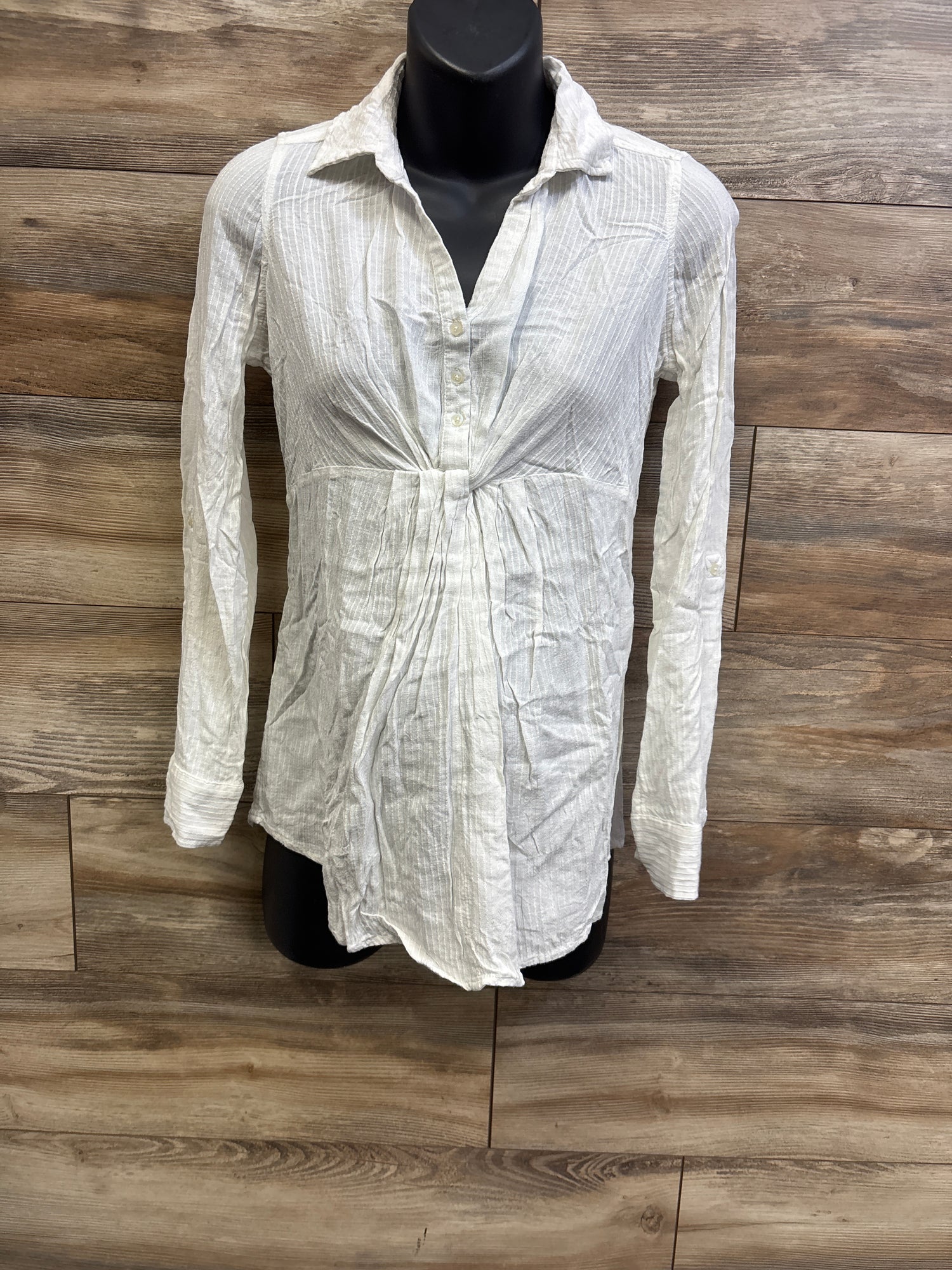 A Pea In The Pod Maternity Long Sleeve Tunic Blouse White sz XS