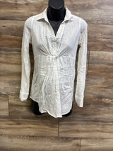 A Pea In The Pod Maternity Long Sleeve Tunic Blouse White sz XS