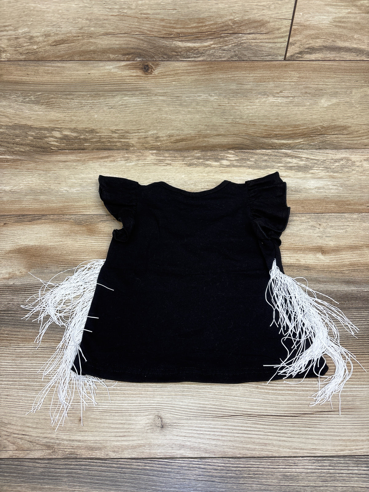 Shea Baby Cowgirl Fringe Flutter Sleeve Shirt Black sz 3T