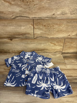 NEW Grayson Mini 2pc Textured Woven Shirt & Shorts Set Blue sz 3T
