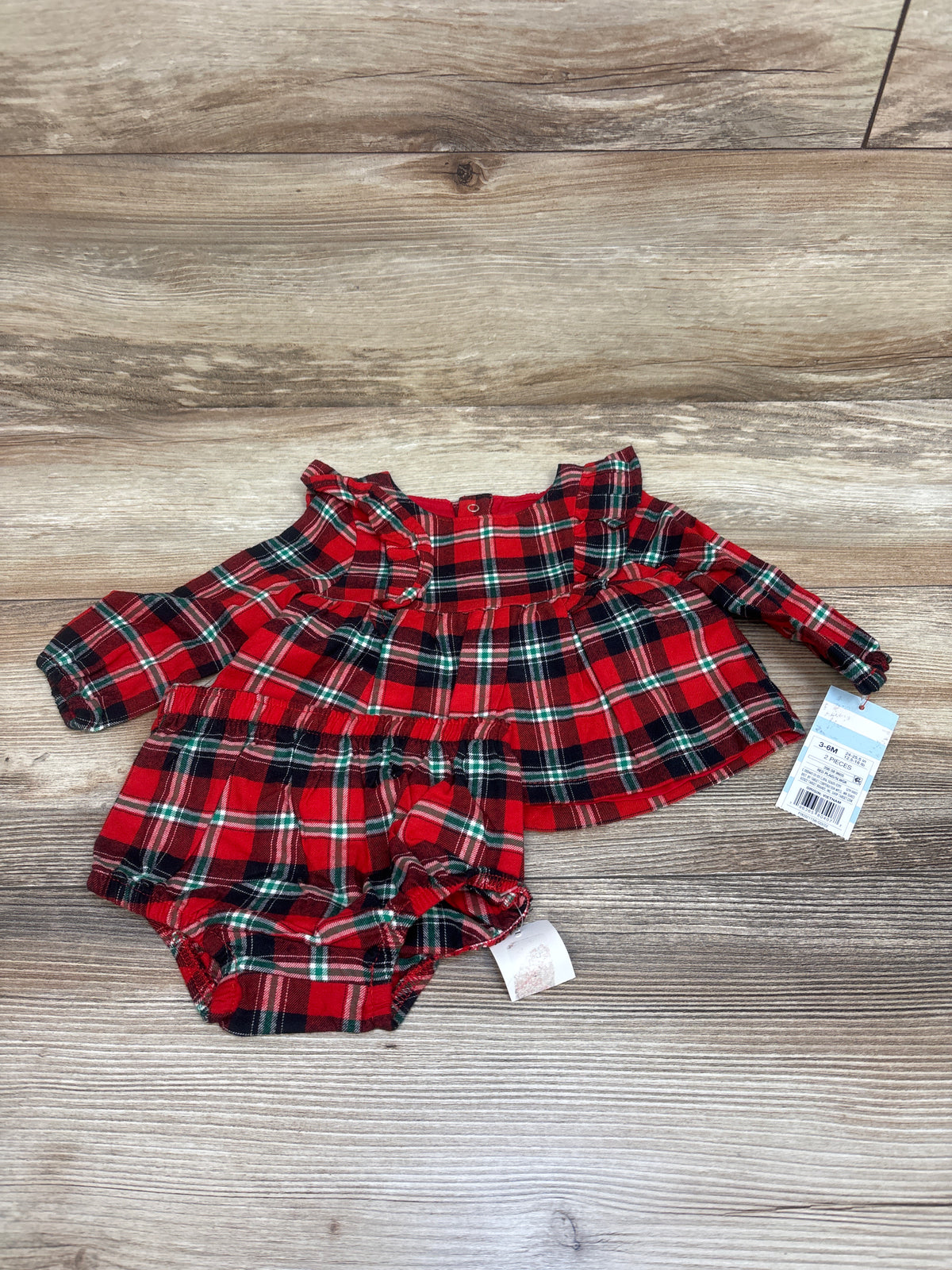 NEW Cat & Jack 2pc Plaid Top & Bloomers Set Red sz 3-6m