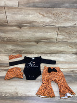 4pc Hi I'm New Here Bodysuit & Pants Set Black sz 0-3m