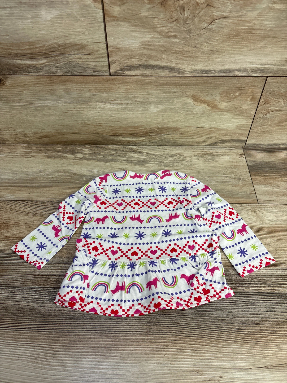 NEW Okie Dokie Unicorn Fair Isle Peplum Shirt White sz 6m