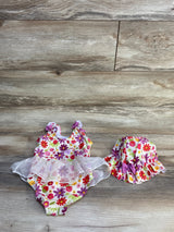 Shein 2pc Floral Swimsuit & Sunhat Cream sz 9-12m
