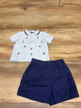 Little Me 2pc Polo Shirt & Shorts Set Blue sz 9m