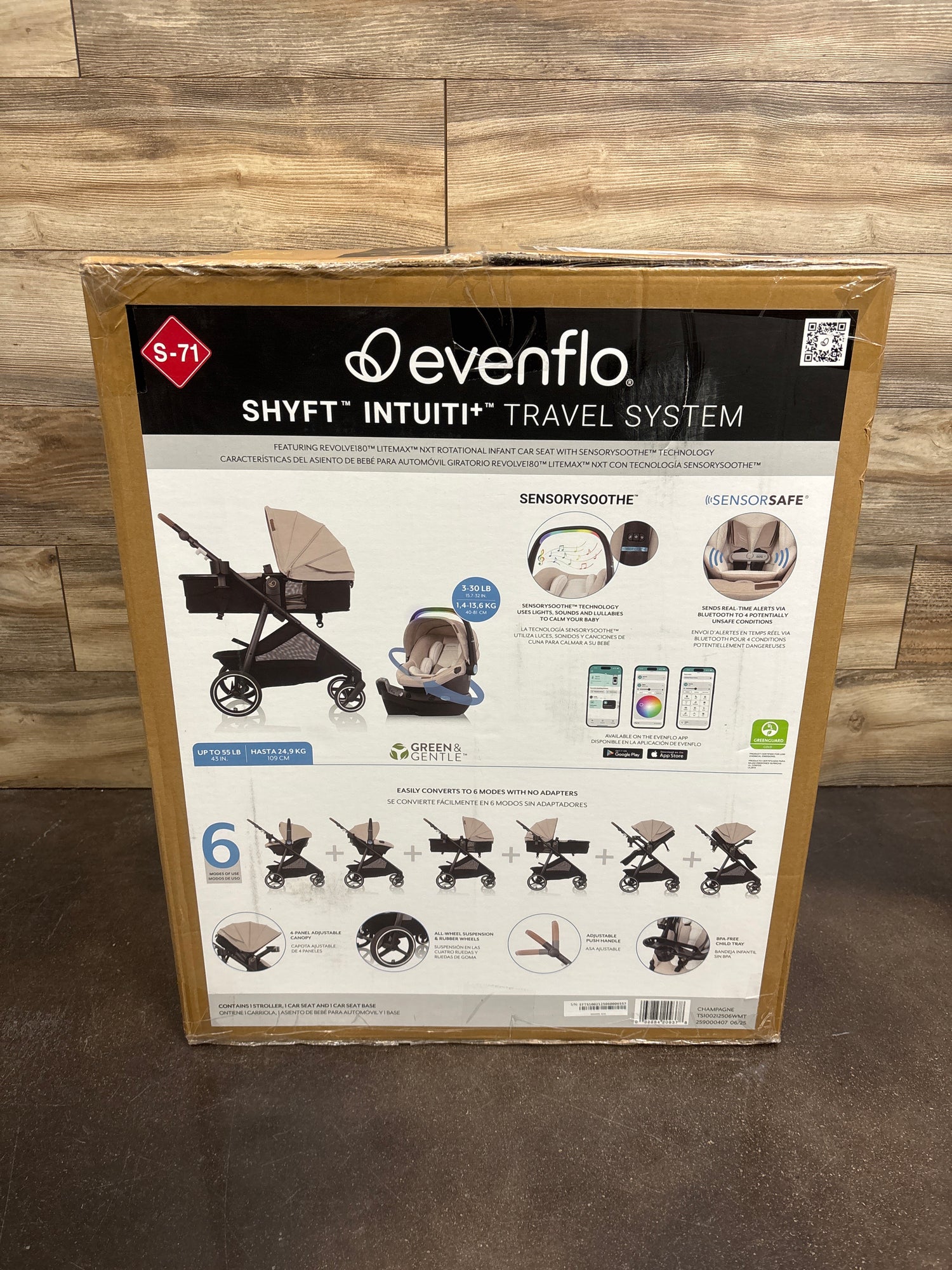NEW Evenflo Shyft Intuiti+ Travel System w/ Revolve180 LiteMax NXT Car Seat in Champagne
