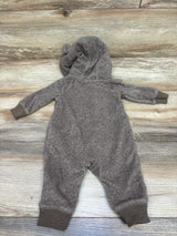 Carter's Sherpa Lined Henley Hooded Coverall Brown sz 3m
